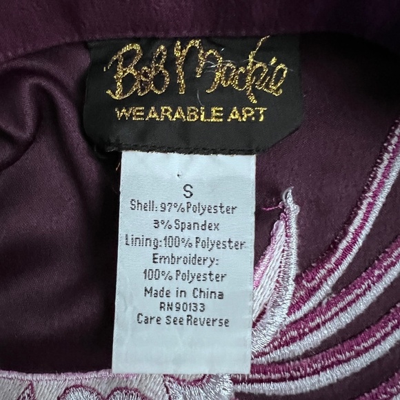 Bob Mackie Wearable Art Purple Firebird/Phoenix Embroidered Jacket and Pants Set - Picture 8 of 16